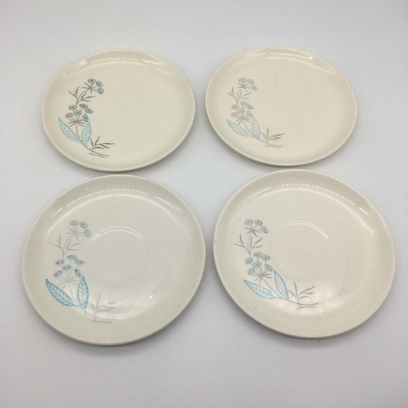 Royal Stetson Royal Maytime set of 4 Saucers, no cups, Blue Floral, Mid Century - Picture 1 of 6
